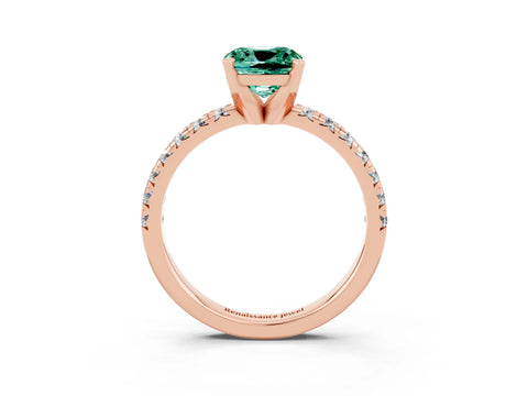 Rose gold Cushion Cut Solitaire Pave Diamond Engagement Ring with Four-Prong Setting_3