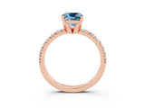 Rose gold Cushion Cut Solitaire Pave Diamond Engagement Ring with Four-Prong Setting_3