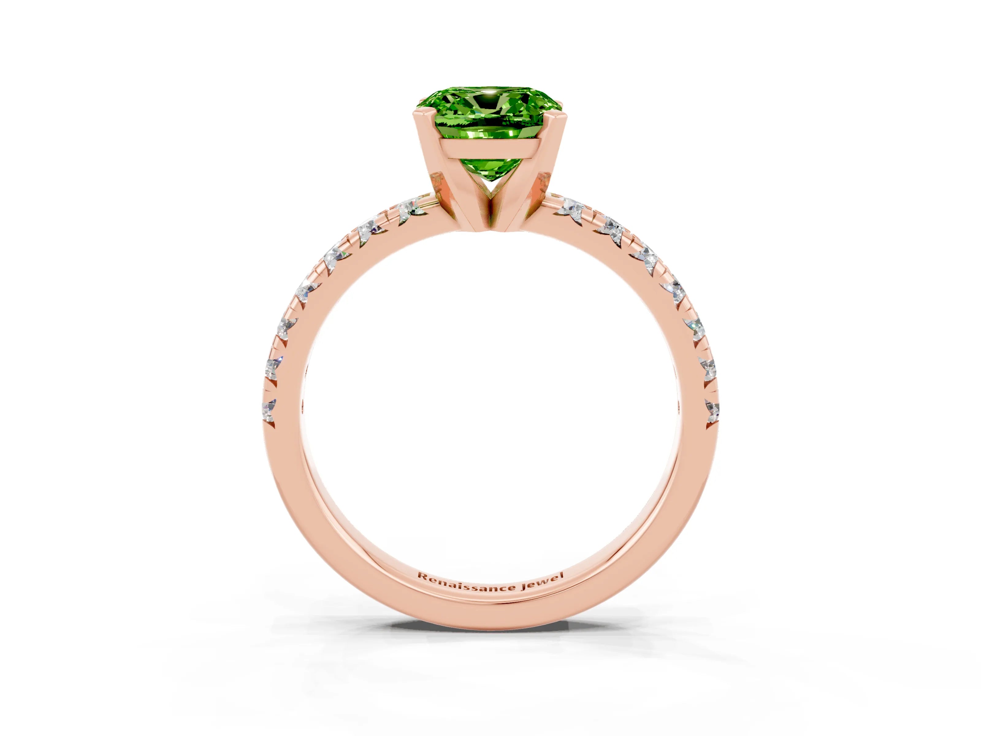 Rose gold Cushion Cut Solitaire Pave Diamond Engagement Ring with Four-Prong Setting_3