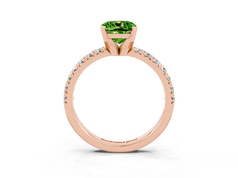 Rose gold Cushion Cut Solitaire Pave Diamond Engagement Ring with Four-Prong Setting_3