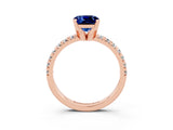 Rose gold Cushion Cut Solitaire Pave Diamond Engagement Ring with Four-Prong Setting_3