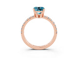 Rose gold Cushion Cut Solitaire Pave Diamond Engagement Ring with Four-Prong Setting_3