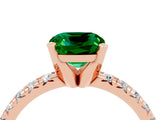 Rose gold Cushion Cut Solitaire Pave Diamond Engagement Ring with Four-Prong Setting_4