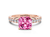 Rose gold Cushion Cut Solitaire Pave Diamond Engagement Ring with Four-Prong Setting