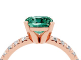 Rose gold Cushion Cut Solitaire Pave Diamond Engagement Ring with Four-Prong Setting_4