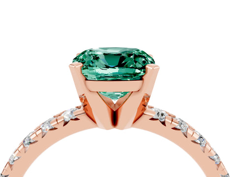 Rose gold Cushion Cut Solitaire Pave Diamond Engagement Ring with Four-Prong Setting_4