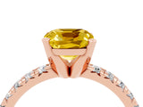 Rose gold Cushion Cut Solitaire Pave Diamond Engagement Ring with Four-Prong Setting_4