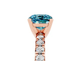 Rose gold Cushion Cut Solitaire Pave Diamond Engagement Ring with Four-Prong Setting_5