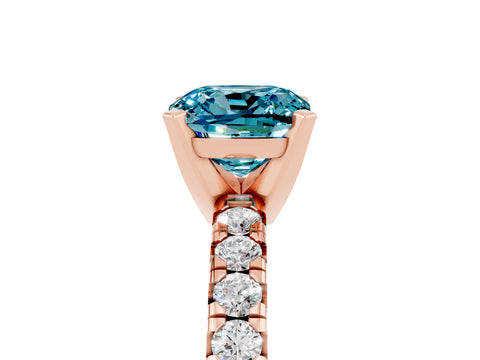 Rose gold Cushion Cut Solitaire Pave Diamond Engagement Ring with Four-Prong Setting_5