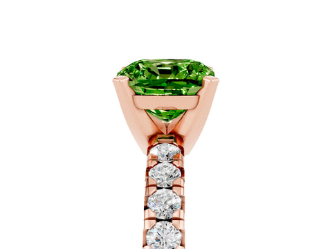 Rose gold Cushion Cut Solitaire Pave Diamond Engagement Ring with Four-Prong Setting_5