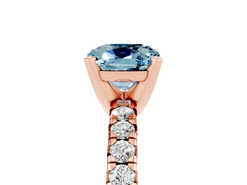 Rose gold Cushion Cut Solitaire Pave Diamond Engagement Ring with Four-Prong Setting_5