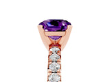 Rose gold Cushion Cut Solitaire Pave Diamond Engagement Ring with Four-Prong Setting_5