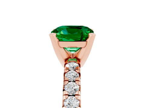 Rose gold Cushion Cut Solitaire Pave Diamond Engagement Ring with Four-Prong Setting_5