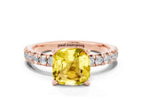 Rose gold Cushion Cut Solitaire Pave Diamond Engagement Ring with Four-Prong Setting