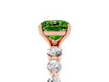 Rose gold Cushion Cut Solitaire Peridot Ring with Pave Band and Four-Prong Setting_5