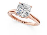 Rose gold Cushion Cut Solitaire Ring with Cathedral Band and Four-Prong Setting_83