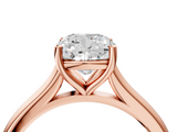 Rose gold Cushion Cut Solitaire Ring with Cathedral Band and Four-Prong Setting_86
