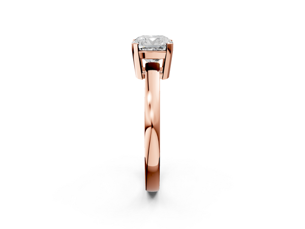 Rose gold Cushion Cut Solitaire Ring with Four-Prong Setting and Classic Band