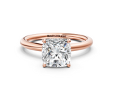 Rose gold Cushion Cut Solitaire Ring with Thin Band and Four-Prong Setting_36