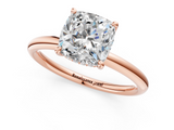 Rose gold Cushion Cut Solitaire Ring with Thin Band and Four-Prong Setting_37