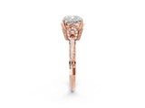 Rose gold Cushion Cut Solitaire Split Shank Pave Diamond Engagement Ring with Four-Prong Setting_11