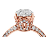 Rose gold Cushion Cut Solitaire Split Shank Pave Diamond Engagement Ring with Four-Prong Setting_13