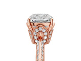 Rose gold Cushion Cut Solitaire Split Shank Pave Diamond Engagement Ring with Four-Prong Setting_14