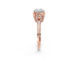 Rose gold Cushion Cut Solitaire Split Shank Pave Diamond Engagement Ring with Four-Prong Setting_47