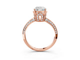Rose gold Cushion Cut Solitaire Split Shank Pave Diamond Engagement Ring with Four-Prong Setting_48