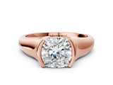 Rose gold Cushion Cut Solitaire Tension Set Diamond Ring with Split Shank Band_15