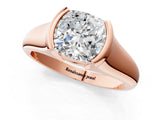 Rose gold Cushion Cut Solitaire Tension Set Diamond Ring with Split Shank Band_16