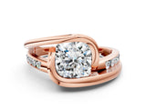 Rose gold Cushion Cut Solitaire Tension-Set Diamond Split Shank Ring_15