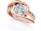 Rose gold Cushion Cut Solitaire Tension-Set Diamond Split Shank Ring_16