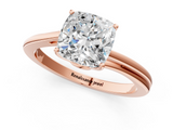 Rose gold Cushion Cut Solitaire Twist Band Ring with Four-Prong Setting_33