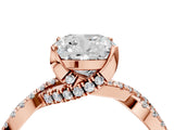 Rose gold Cushion Cut Solitaire Twist Pave Diamond Engagement Ring with Prong Setting_19