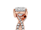 Rose gold Cushion Cut Solitaire Twist Pave Diamond Engagement Ring with Prong Setting_20