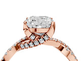 Rose gold Cushion Cut Solitaire Twist Pave Diamond Engagement Ring with Prong Setting_31