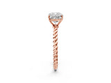 Rose gold Cushion Cut Solitaire Twisted Band 4-Prong Ring_17