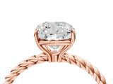 Rose gold Cushion Cut Solitaire Twisted Band 4-Prong Ring_19