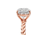 Rose gold Cushion Cut Solitaire Twisted Band 4-Prong Ring_20