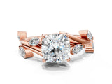Rose gold Cushion Cut Solitaire Twisted Band Marquise Accent Prong Setting Ring_15
