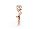Rose gold Cushion Cut Solitaire Twisted Band Marquise Accent Prong Setting Ring_17