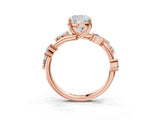 Rose gold Cushion Cut Solitaire Twisted Band Marquise Accent Prong Setting Ring_18