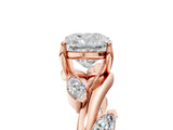 Rose gold Cushion Cut Solitaire Twisted Band Marquise Accent Prong Setting Ring_20