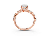 Rose gold Cushion Cut Solitaire Twisted Band Marquise Accent Prong Setting Ring_6