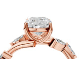 Rose gold Cushion Cut Solitaire Twisted Band Marquise Accent Prong Setting Ring_7