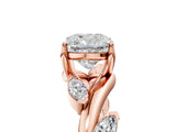 Rose gold Cushion Cut Solitaire Twisted Band Marquise Accent Prong Setting Ring_8