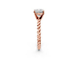 Rose gold Cushion Cut Solitaire Twisted Band with Four-Prong Setting_127