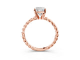 Rose gold Cushion Cut Solitaire Twisted Band with Four-Prong Setting_128