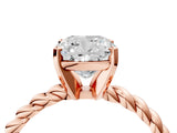 Rose gold Cushion Cut Solitaire Twisted Band with Four-Prong Setting_129